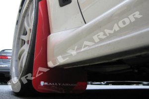 Mitsubishi Evolution Mud Flap - Front + Rear - Rally Armor - UR Red Flap/White Logo - Red - `08-`17